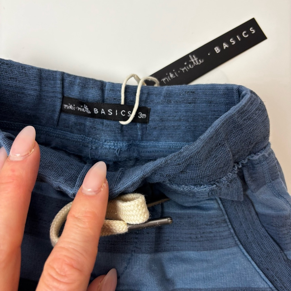 NWT Miki Miette Basics Pants Size 3M Blue Striped - Picture 2 of 3